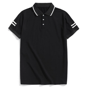 Striped Turn-down Collar Short Sleeve T Shirt 